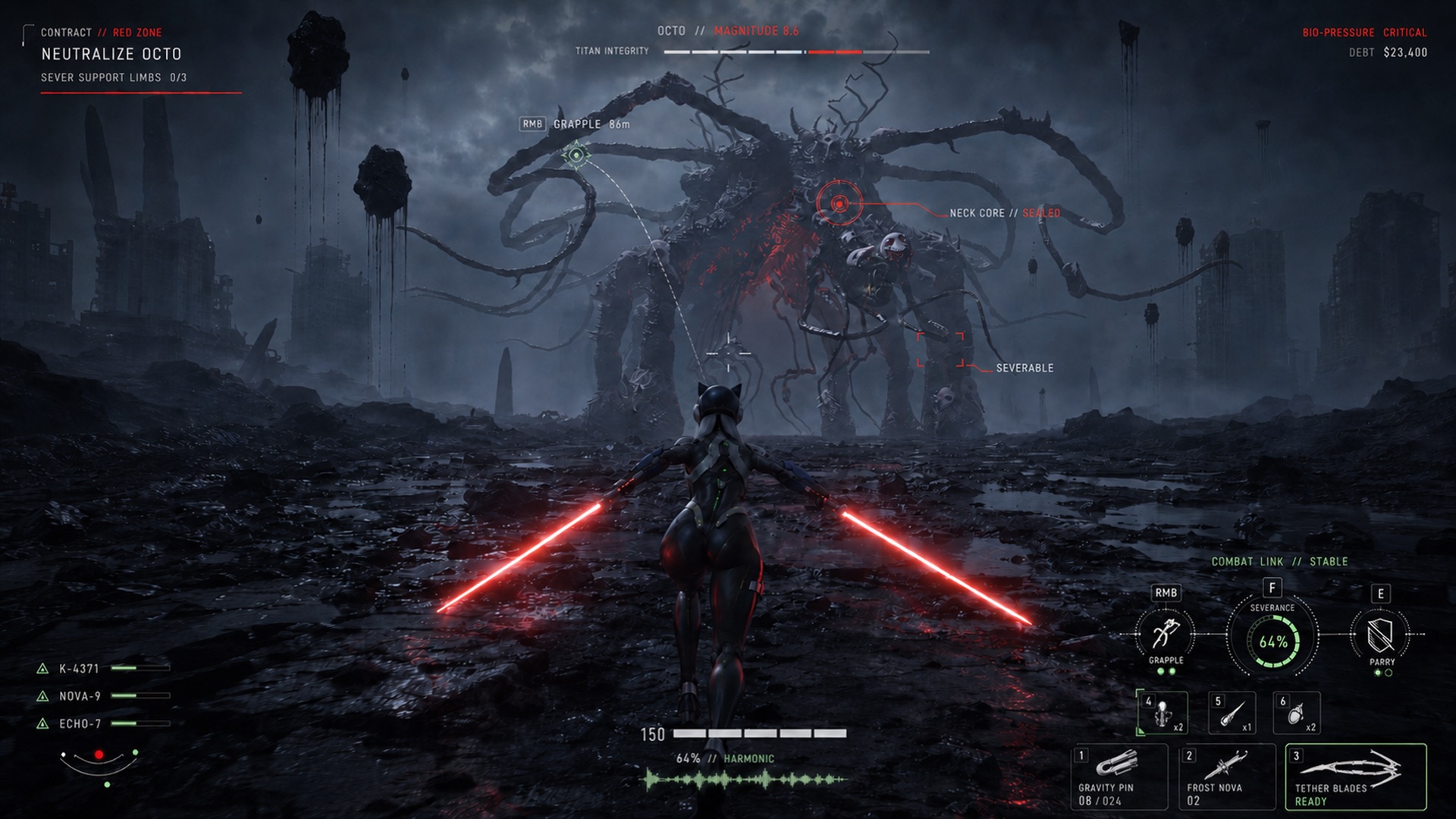 A pilot facing a towering Titan in Astral Sever