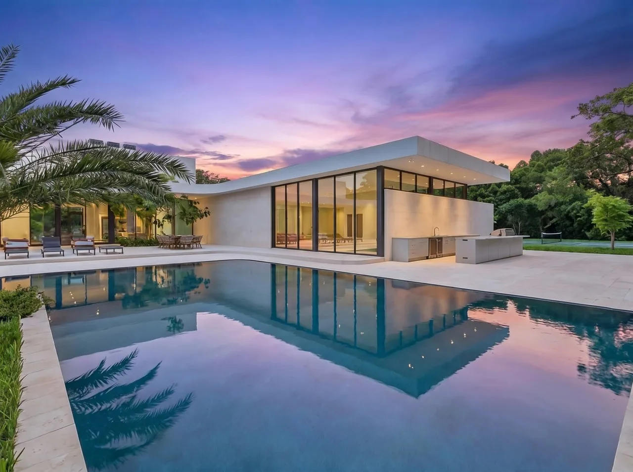 Miami launch house at dusk